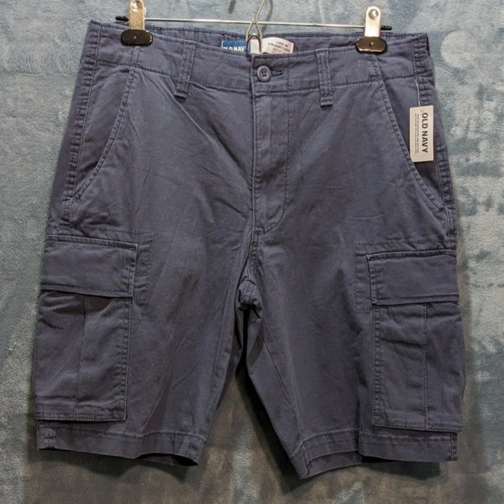 Old Navy Mens Lived-In Straight‎ Cargo Shorts Size 32 Navy Blue Cotton Twill NWT